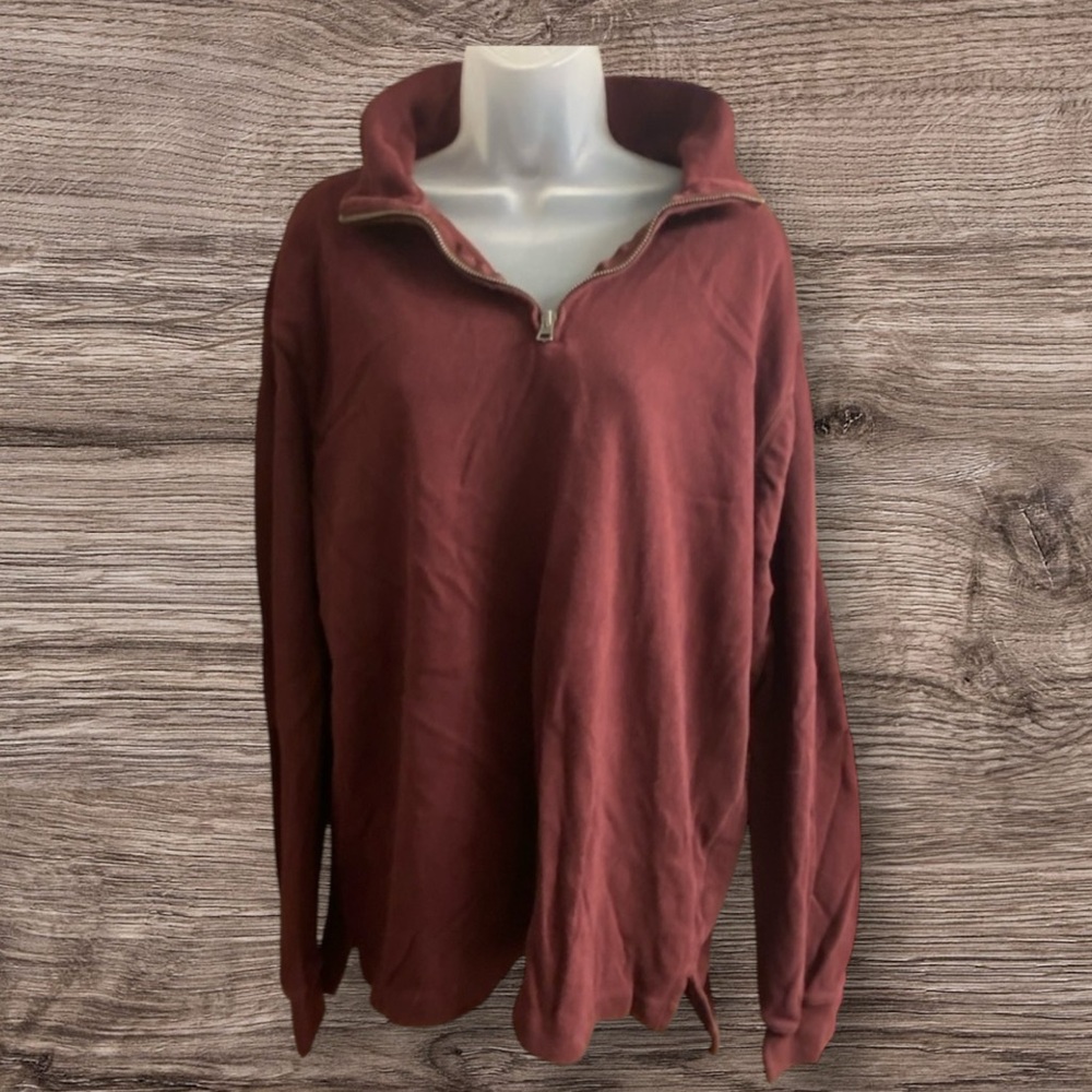 FINAL SALE Gap Men’s Zip Collar Burgundy Long Sleeved Sweatshirt XL Vtg